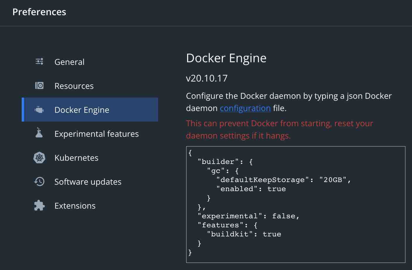 Know Docker Engine version using Docker Desktop